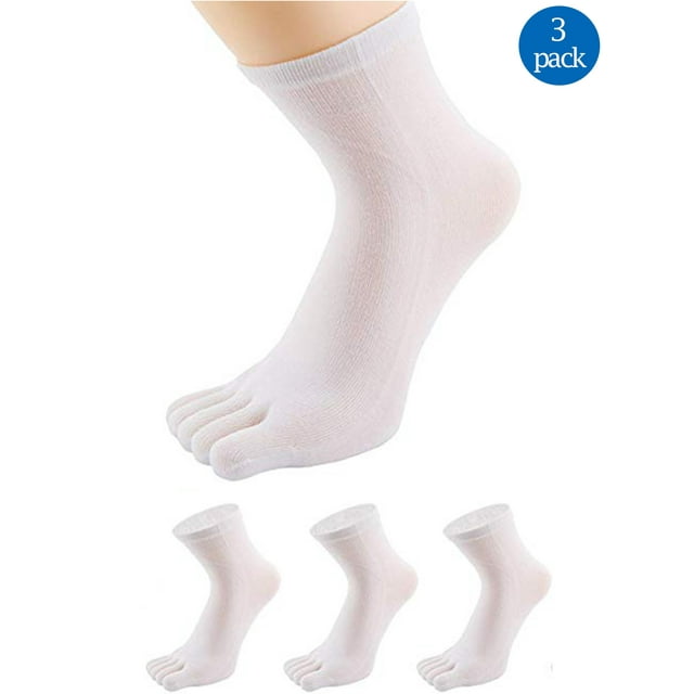 Men's Toe Socks 5 Finger Toe Flip Flop Socks Cotton 3 Pairs Casual Tabi Style Stylish Fun Premium Cotton Socks (3 Pack)