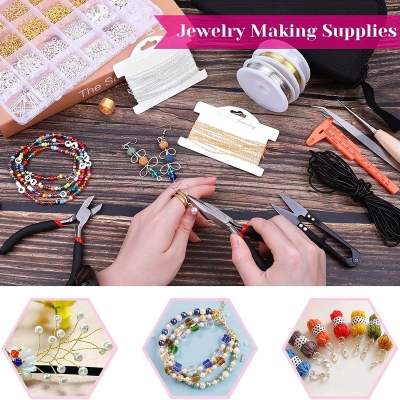 Jewelry Making Kit for Adults - All-in-One DIY Jewelry Craft with Magnifier & Helping Hands Tool - Beading Supplies for Earrings, Necklaces, Bracelets-Christmas Gift for Hobbyists