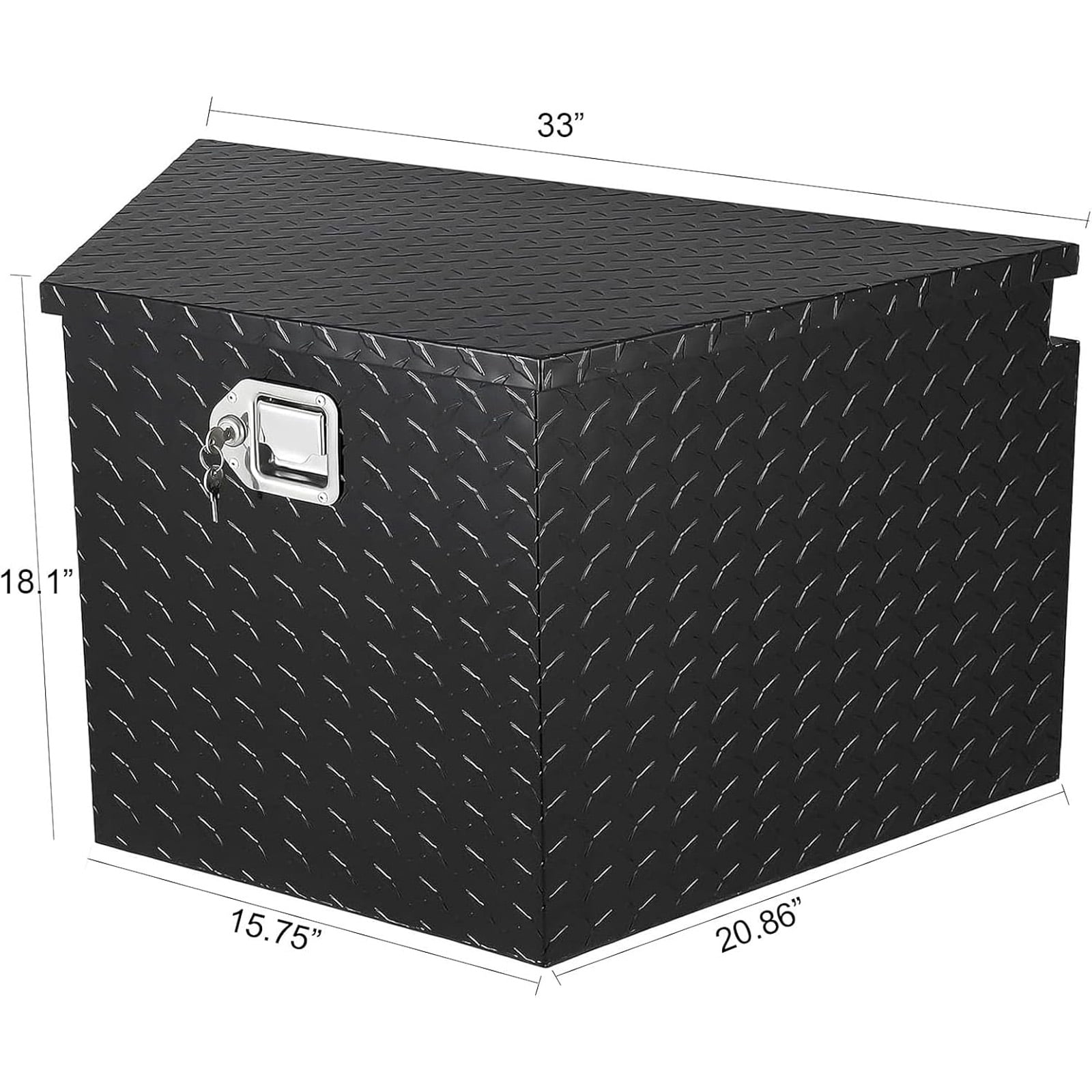 Ladcaser 33" Trailer Tongue Box Heavy Duty Aluminum Trailer Tool Chest Box with Lock and Keys, Diamond Plate Storage Box for Pick Up Truck RV Trailer