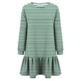 thumbnail image 3 of SMihono Striped Casual Mini Dress for Women Long Sleeve Black and White Shift Dress Crewneck Comfy Fall Fashion Everyday Wear Green 8, 3 of 5