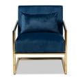 thumbnail image 2 of Baxton Studio Mira Glam and Luxe Navy Blue Velvet Fabric Upholstered Gold Finished Metal Lounge Chair, 2 of 5