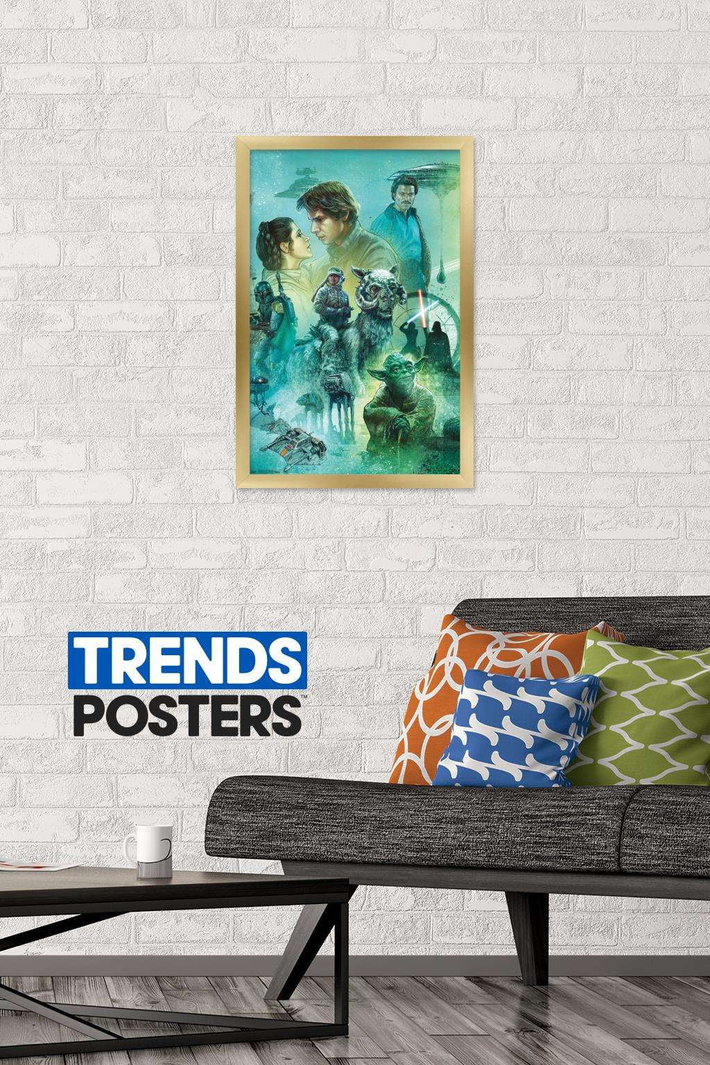 Star Wars: The Empire Strikes Back - Celebration Mural Wall Poster, 14.725" x 22.375", Framed