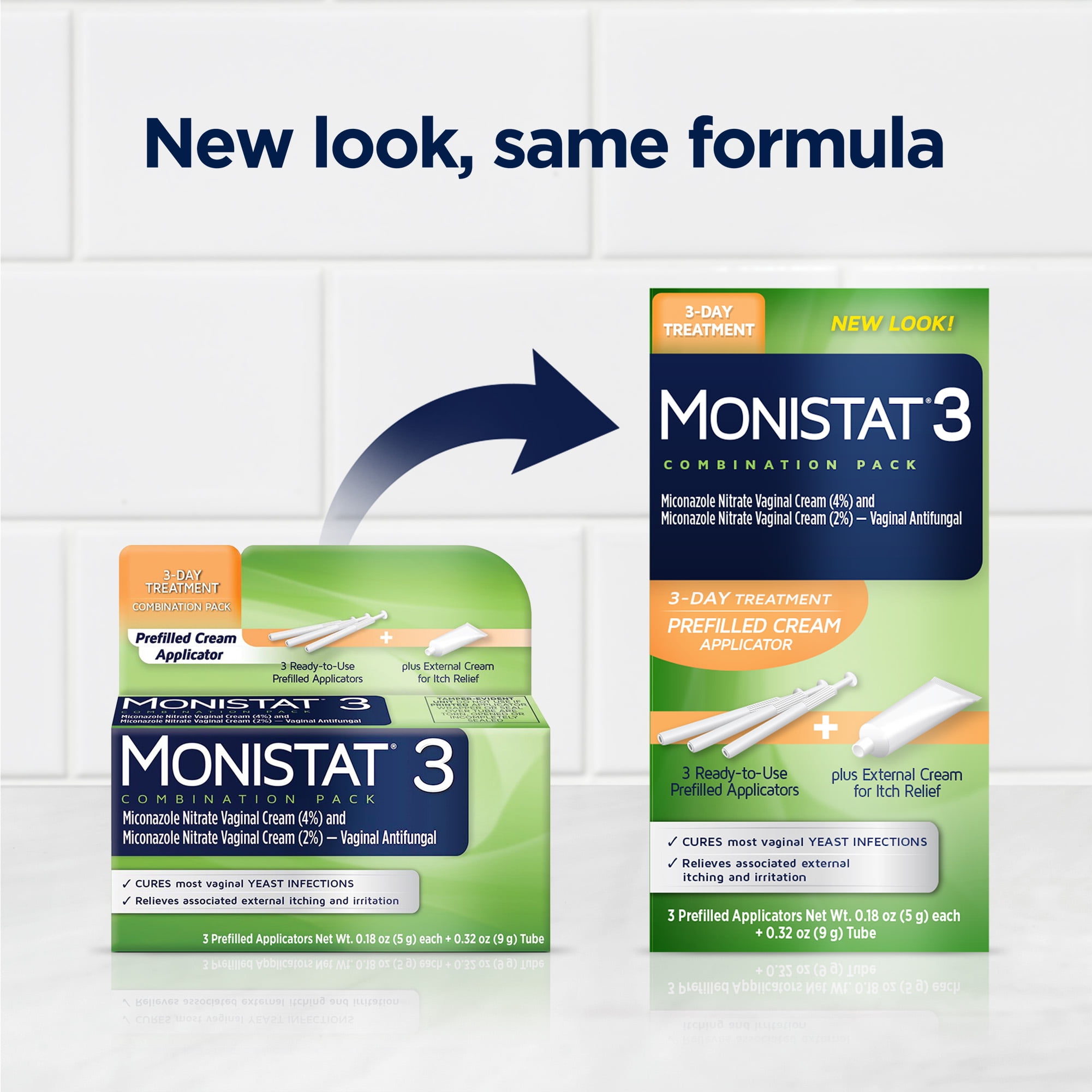 Monistat 3 Day Yeast Infection Treatment, 3 Miconazole Pre-Filled Cream Tubes & External Itch Cream