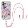 thumbnail image 2 of SaniMore Crossbody Design Case for iPhone 15 Pro (6.1" 2023), Adjustable Shoulder Strap Shockproof TPU Silicone Floral Back Cover for Girls Women [Ultra-slim Lightweight] Cord Cover, Purple Peony, 2 of 5