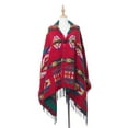 thumbnail image 1 of Poncho con flecos estilo bohemio informal para mujer, cárdigan holgado con estampado vintage para clima frío, manta navideña, bufanda, regalos, 1 of 5