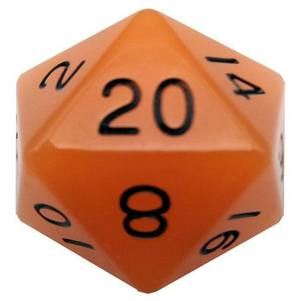 Metallic Dice Games LIC30420 35 mm D20 Single Mega Ground Dice, Orange  with Black 