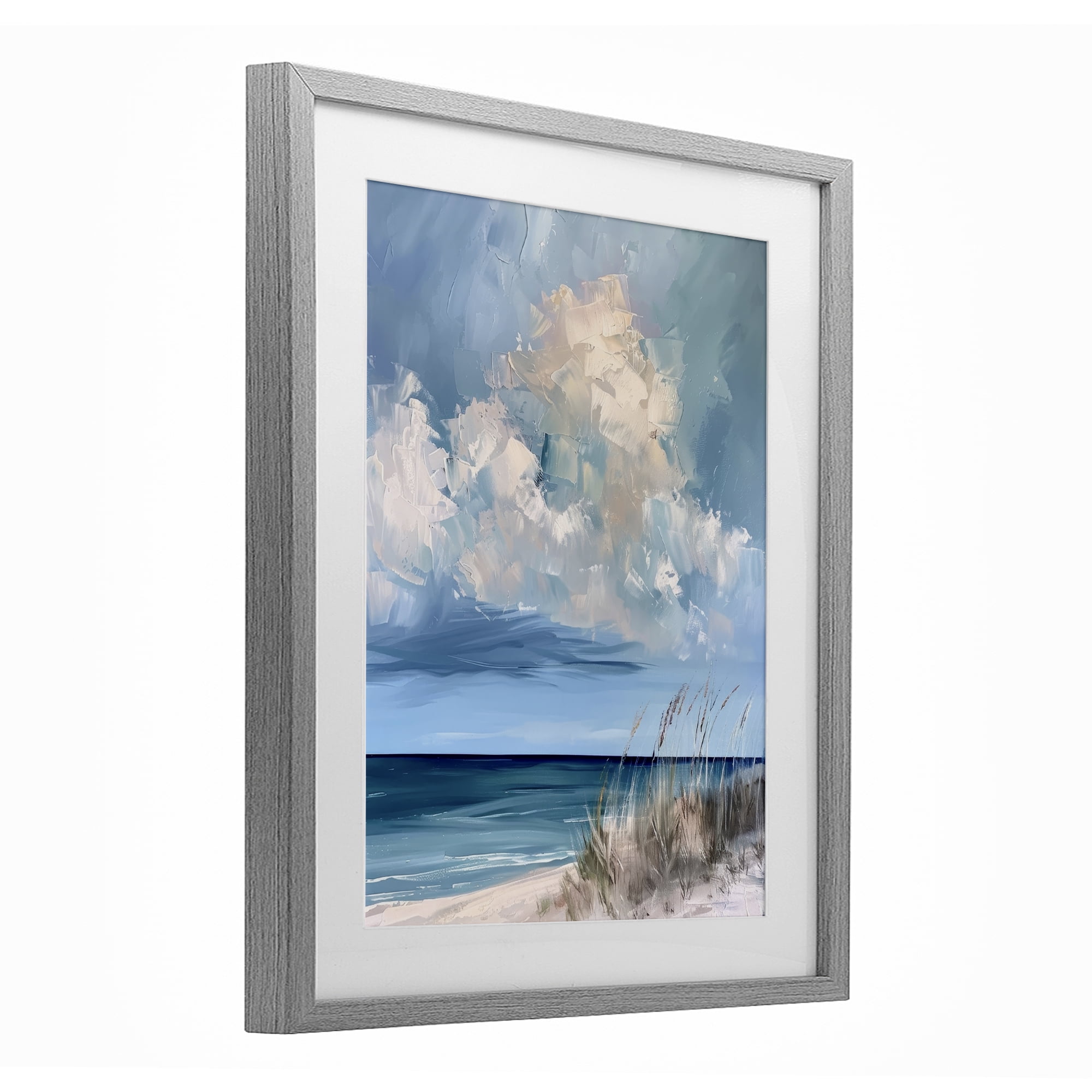 Stupell Industries A Storm Is Coming on Beach Gray Framed Print Under Glass, design by Petal Prints Design