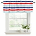 thumbnail image 2 of Blue Red Striped Valances for Windows, Decorative Rod Pocket Window Valance Curtains, Farmhouse Stripes Simple Art Short Curtain Drapes for Kitchen/Bathroom/Living Room, 2 Panels, 60" W x 18" L, 2 of 8