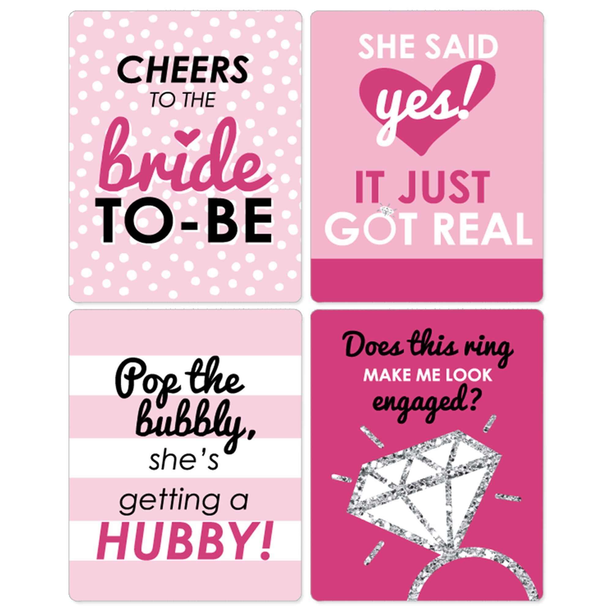 Bridal Shower /& Classy Bachelorette Party Decorations for Women Set of 4 Wine Bottle Label Stickers Bride-to-Be