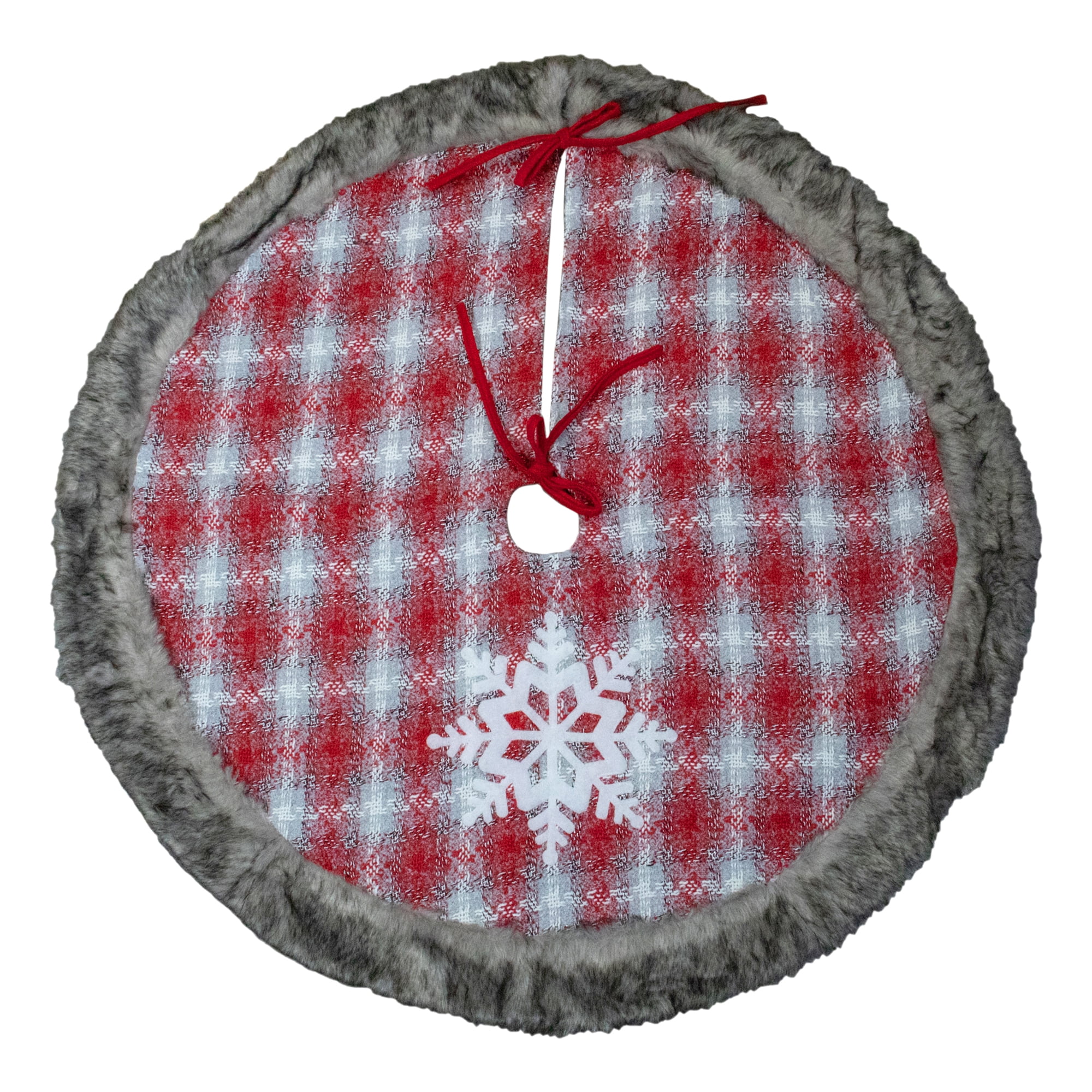 Northlight Multi-color Plaid Polyester Christmas Tree Skirt, with Snowflake 2" x 48" x 48"