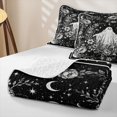 thumbnail image 4 of Erosebridal Spooky Halloween Ghost Bed Spread Queen, Hippie Starry Floral Queen Coverlet Set for Boys Girls, Black White, 3pcs 1 Quilt and 2 Pillowcases, 4 of 7