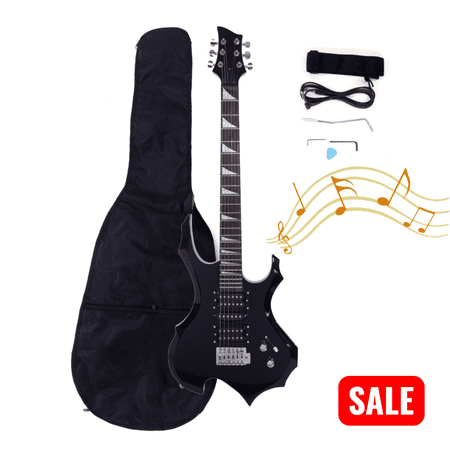 Tcbosik 39 inch Electric Guitar with HSH Pickup, Starter Kit Includes Bag, Strap, Paddle, Rocker, Cable and Wrench Tool, Black