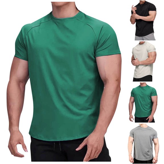 Xihbxyly Top for Men Regular-Fit Crew Neck Short Sleeve Classic Tshirts Mens Dress Shirts Solid Loose Fit Casual Tops Loose for Running