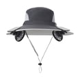 thumbnail image 3 of 3 Speed Solar Powered Fan Hat with 2 Fans, Wide Brim Sun Hat for Outdoor Fishing, Hiking Gardening, USB Solar Charging, Mother's Day Gift for Women Mom, Birthday Gift for Girlfriend, Dark Gray, 3 of 7