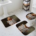 thumbnail image 3 of Funny Dog Puppy Bathroom Rugs Set Cute Golden Dog Cartoon Newspaper Toilet Non Slip Absorbent Soft Bath Mats 3 Piece Set with Bathroom Rug, U-Shaped Floor Mat, Toilet Seat Cover Small Size, 3 of 9