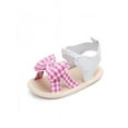 thumbnail image 4 of Lavaport Cute Baby Girl Bowknot Plaid Sandals Soft Sole Anti-slip Shoes 0-18M, 4 of 4