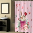 thumbnail image 4 of Valentine''s Day Shower Curtain for Bathroom 72" x 84" Pink Valentine Gingerbread Man Retro Coffee Cappuccino Linen Shower Curtain with Hooks Polyester Waterproof Home Bathtub Decor, 4 of 5