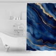 thumbnail image 2 of Abstract Marble Shower Curtain Set ，Waterproof Fabric Shower Curtains Blue Gold Texture Modern Style Simple Shower Curtains for Bathroom,Bathroom Decor 72"x84", 2 of 6
