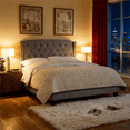 thumbnail image 2 of Gewnee Full Size Upholstered Platform Bed Frame with Adjustable Wingback Headboard, Button Tufted & Nailhead Trim, Box Spring Required, Light Gray, 2 of 7