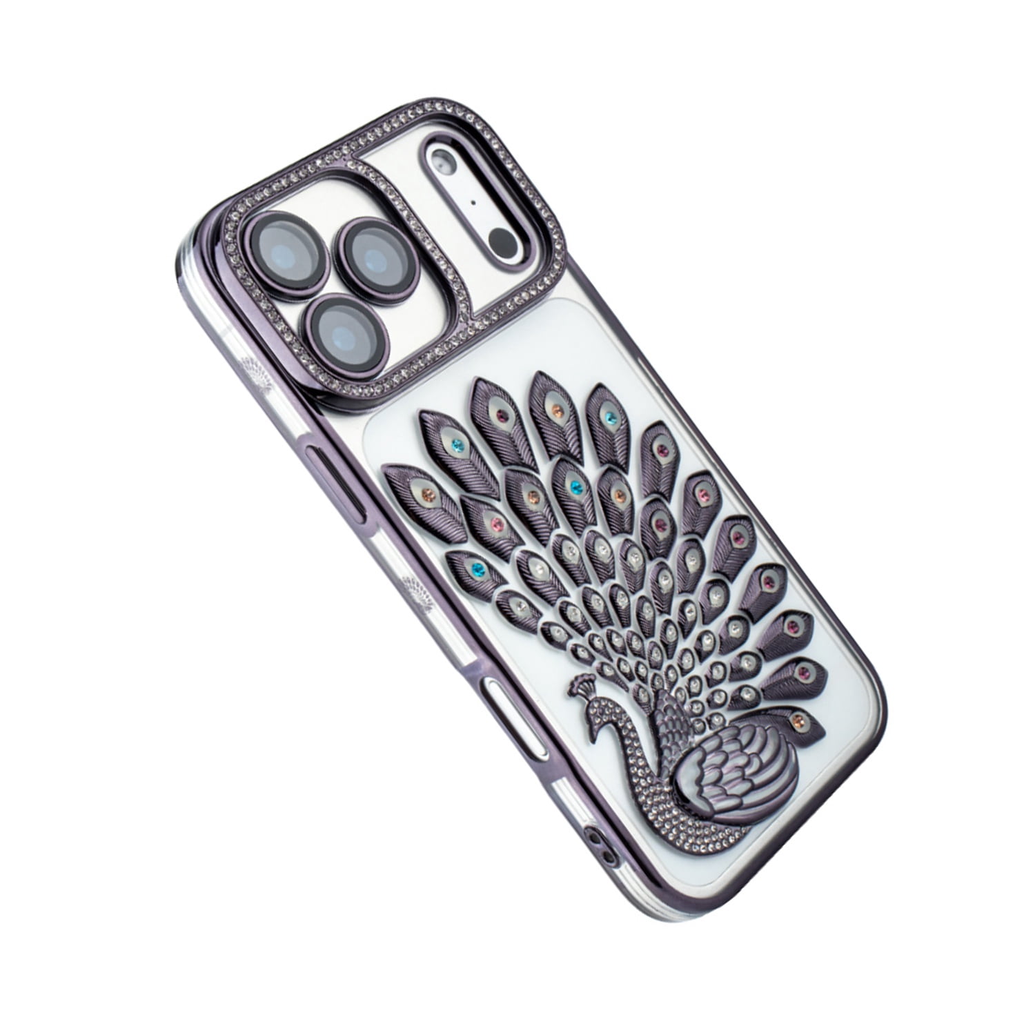 Stylish Crystal Plume Case for iPhone 17 Pro - Black