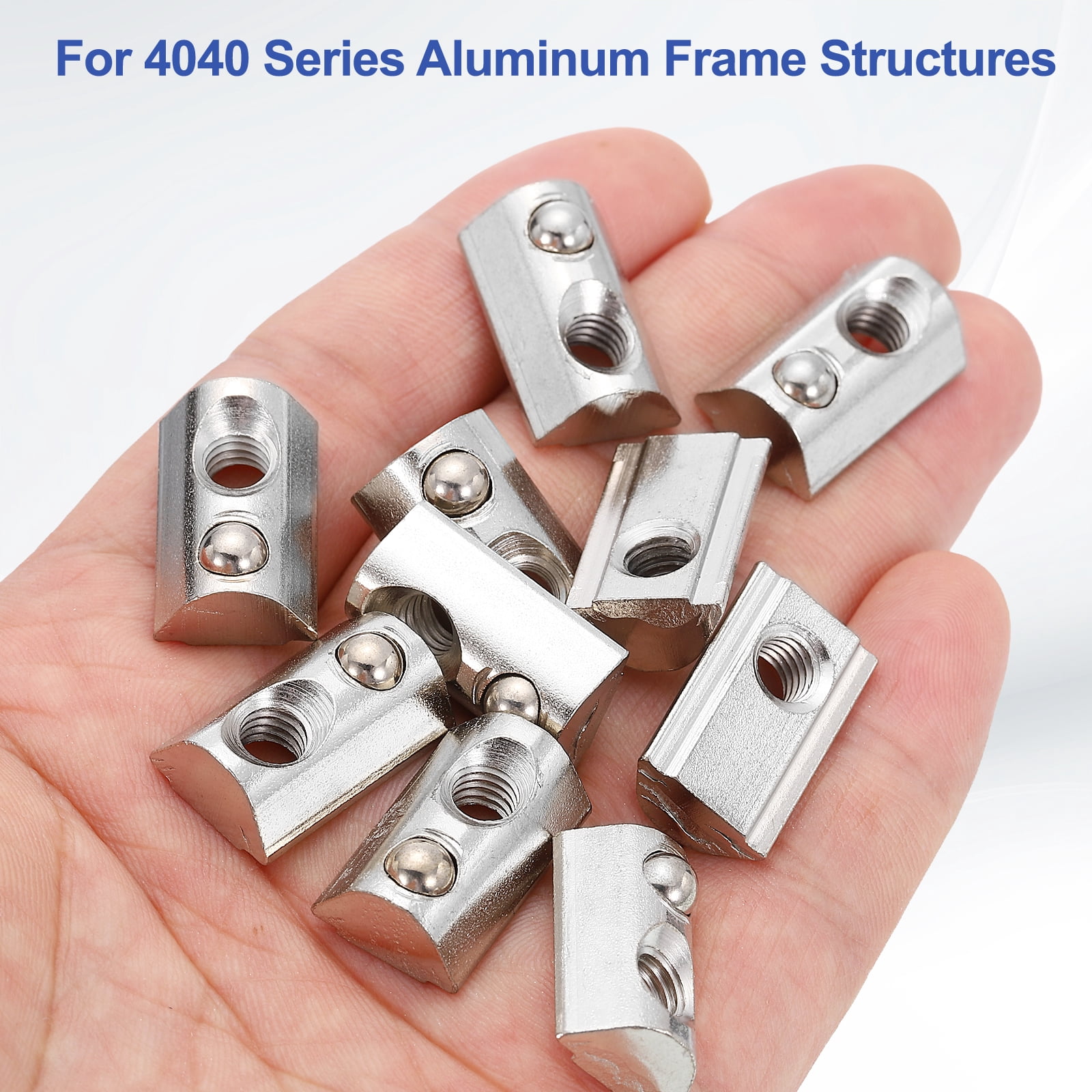 M6 Half Round Roll in Spring T Nuts 4040 Series Carbon Steel T Slot Spring Nuts Silver, 50 Pcs