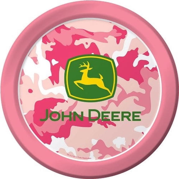 John Deere Pink Camouflage Large Paper Plates (8ct)