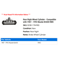 thumbnail image 2 of Rear Right Wheel Cylinder - Compatible with 1987 - 1993 Mazda B2600 RWD 1988 1989 1990 1991 1992, 2 of 2