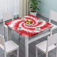 thumbnail image 3 of Red White Tie Dye Spiral Pattern Square Fitted Tablecloth with Elastic Edge,Square Table Cover,Washable Elastic Table Cover for Home Kitchen Party Decor 36"x36", 3 of 6