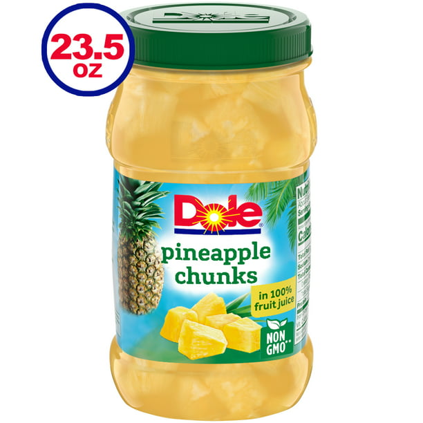 Dole Pineapple Chunks in 100% Pineapple Juice, 23.5oz Plastic Jar ...
