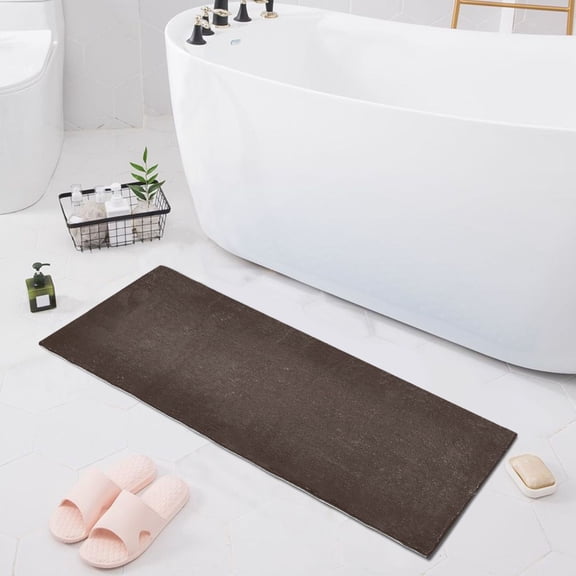 Haosy Coffee Brown Bathroom Rugs Non Slip Absorbent Soft Plush Quick Dry Bath Mat, 39"x20"