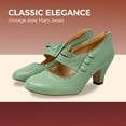 thumbnail image 5 of Chase & Chloe Women's Vintage Mary Jane Low Heel Pumps - Classic Scalloped Edge Dress Shoes with Button Detail, 5 of 5
