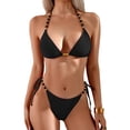 thumbnail image 1 of Conjunto de bikini TASHEHE para mujer, triángulo, corte alto, sexy, negro, 1 of 6