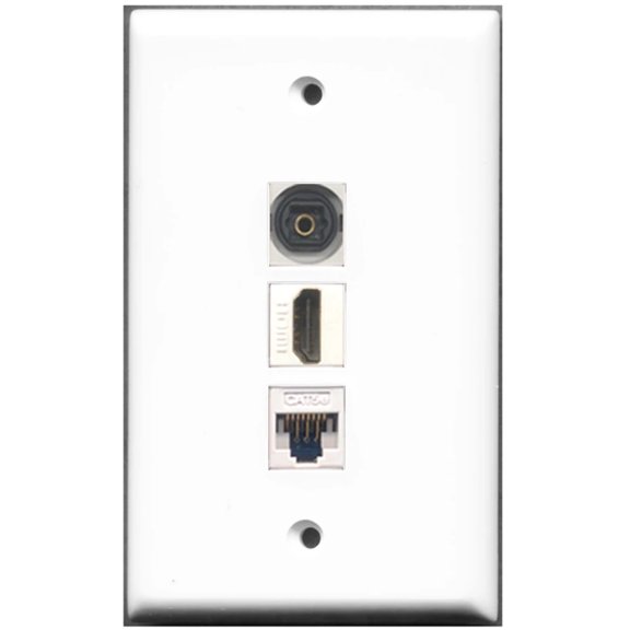 Ultra Spec Cables 1 Port HDMI 1 Port Toslink 1 Port Cat5e Wall Plate F/F