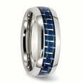thumbnail image 4 of Stainless Steel Blue Carbon Fiber Inlay Polished Band Ring 8.5 Size, 4 of 6