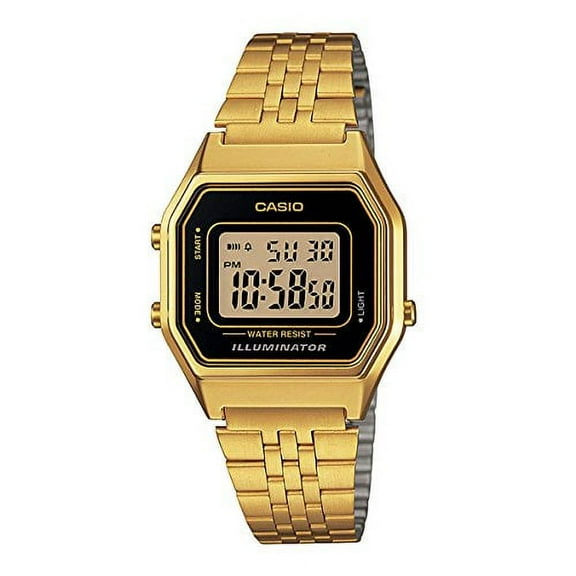 Casio Women's Illuminator LA680WGA-1 Gold Stainless Steel Metal Quartz Fashion Digital Watch