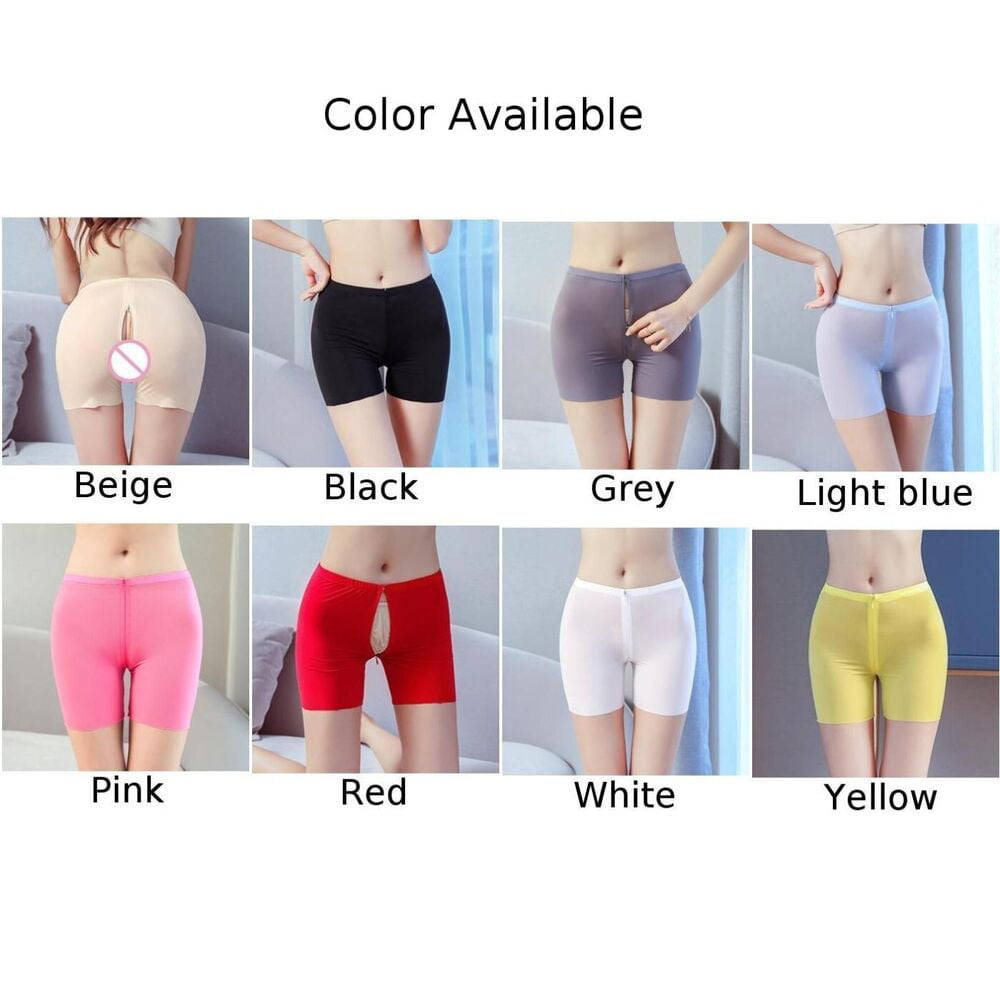2PCS Sexy Lingerie Women Underwear See Through Oiled Shiny Silky Panties  Briefs 