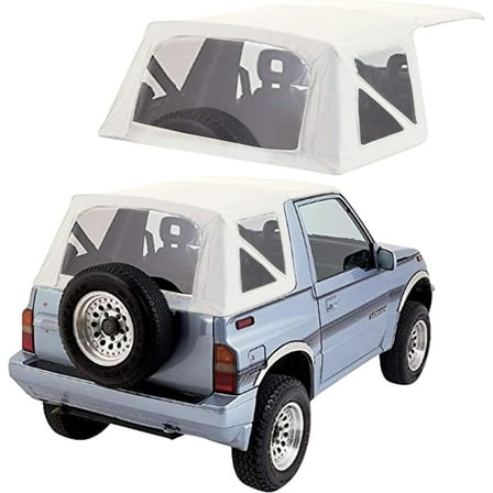 Sierra Offroad Soft Top Replacement for Suzuki Sidekick & Geo Tracker 1986-1994, Leather Grain Vinyl, White