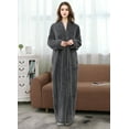 thumbnail image 3 of Robes for Women, LOFIR Long Womens Robes, Cozy Soft Fluffy Fleece Front Zipper Robe, Warm Plush Winter Bathrobe with Side Pockets,Grey, 2XL3XL, 3 of 10