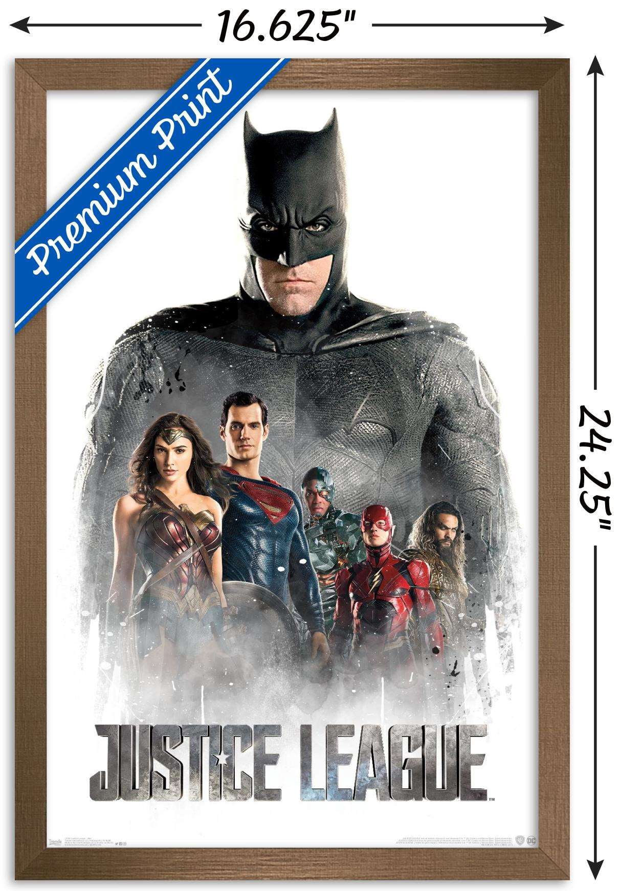 DC Comics Movie - Justice League - Characters in Mist Wall Poster, 14.725" x 22.375", Framed