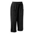 thumbnail image 5 of Capri Pants for Women 2025 Linen Casual Drawstring Elastic Waist Cargo Capris with Large Pocket Womens Cropped Pants, 5 of 7