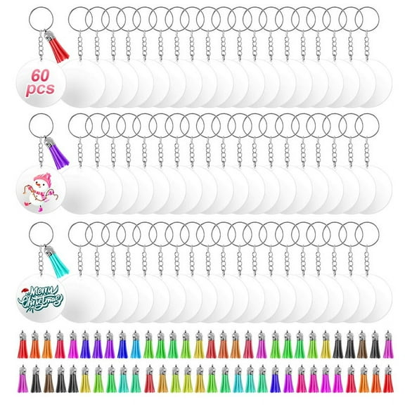 350Pcs Acrylic Clear Keychain Blanks for Vinyl with Blanks, Tassels, Jump Rings, Rings DIY Craft
