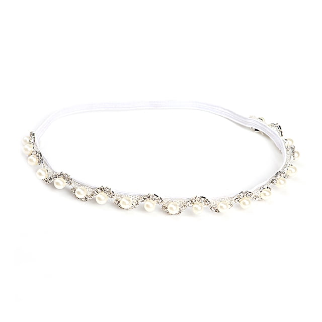 Guardurnaity 2019 New Kids Crystal Pearl Flower Diadema Faux Pearl Rhinestones Tocado Niño Glitter Headpiece Accesorio para el cabello Plata Guardurnaity PS11585-02