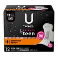 thumbnail image 2 of U by Kotex Balance Sized for Teens Ultra Thin Overnight Pads with Wings, 12 Count, 2 of 9