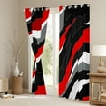 thumbnail image 3 of Manfei Black Red Gray Stripes Blackout Curtains Set of 2 (52x84 Each), Contemporary Abstract Window Curtains, Wave Lines Curtains and Drapes, Luxury Home Decor, 3 of 5