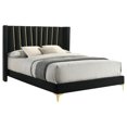 thumbnail image 2 of Benjara Dle King Size Bed, Wingback Headboard, Gold Bracket Feet, Black Upholstery, 2 of 6