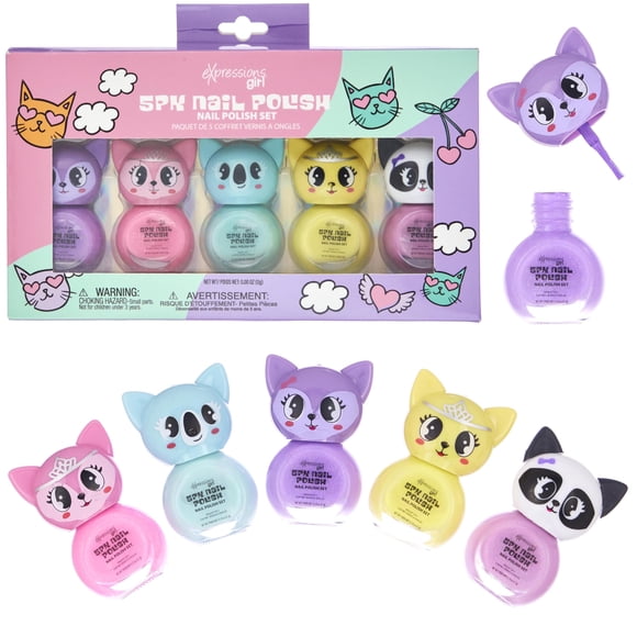 Set de esmaltes de uñas EXPRESSIONS Critter Character, 5 unidades, para niñas