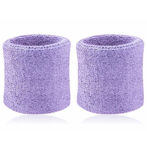 Oiur 2 Pcs Sports Wristband Solid Color Absorbent Cotton Breathable Quick Dry Sweatband for Tennis,Purple