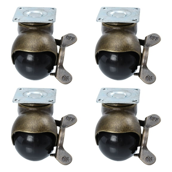 KALLORY 4Pcs Golden Rotating Furniture Casters Stable Wheels for Desk and Cabinet