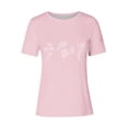 thumbnail image 3 of Tops de Ajuste Suelto para las Mujeres Sudadera Casual Impresa Manga Corta Cuello Redondo Superior, Poliéster, 3 of 4