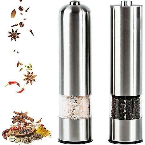 Electric Pepper Grinder Stainless Steel Electric Salt and Pepper Grinder Spice Grinder Set of 2